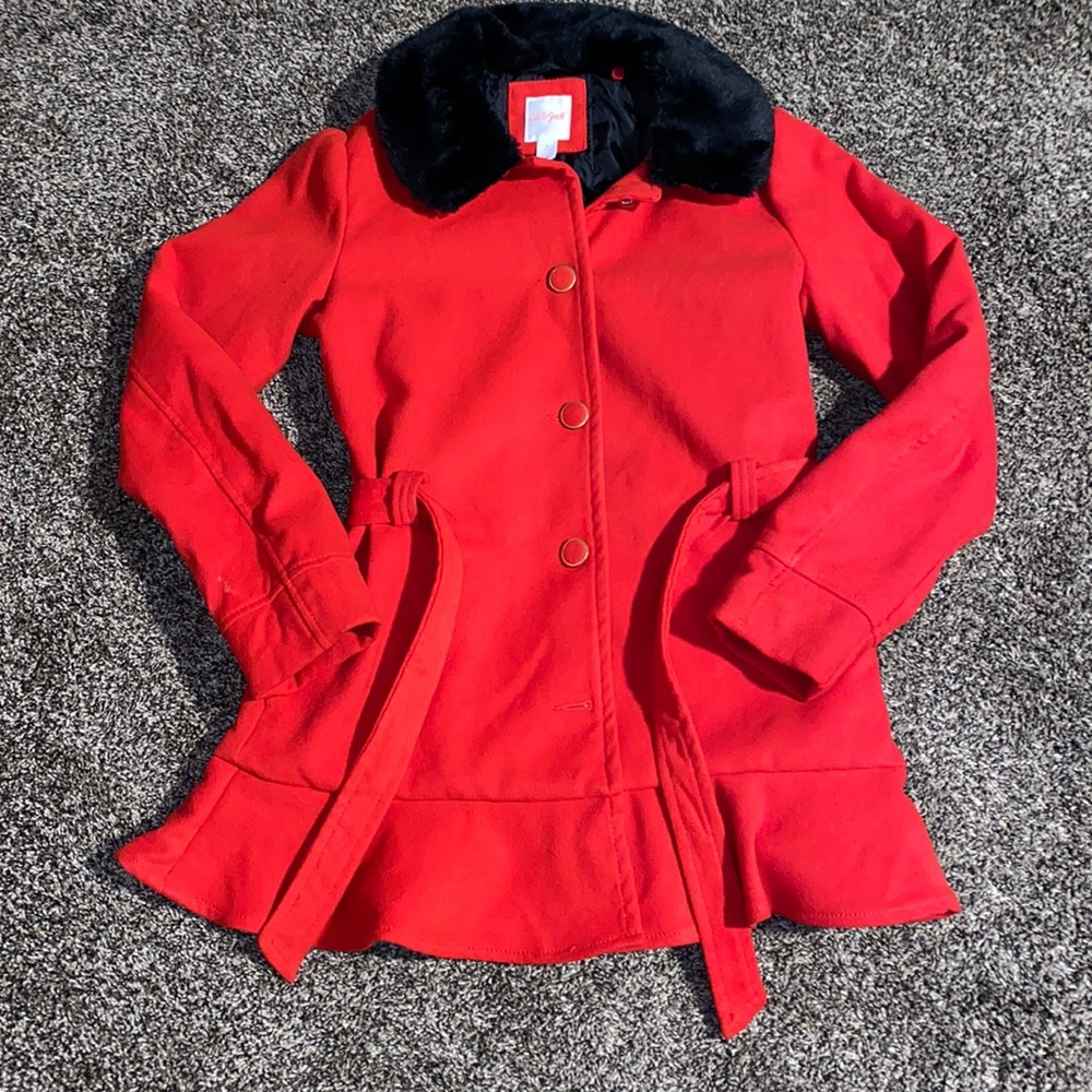 Girls Red Peacoat
